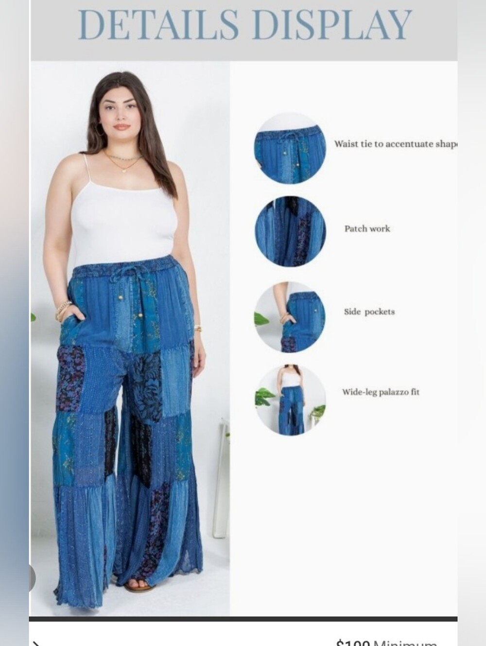 Young Threads Retro Revival Long Flared Patchwork Pants – Latte - Picture 4 of 4